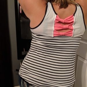 Bow detail stripped tank top